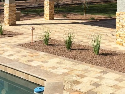 Travertine paver installation in Phoenix
